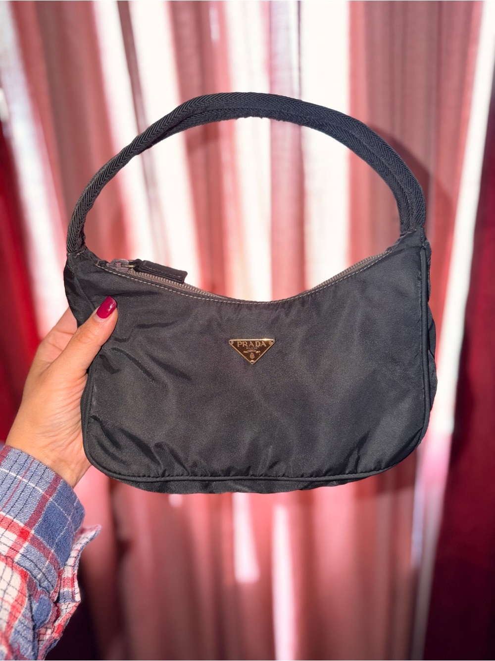 Prada Vintage Tessuto Nylon Mini Hobo Shoulder Bag Custom Black